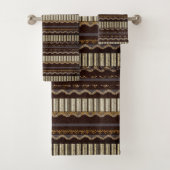 Gepatterde bruin, goud, room bad handdoek (Insitu)