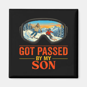 Geped door mijn zoon Funny Skifamilie Vakantie Ski Magneet