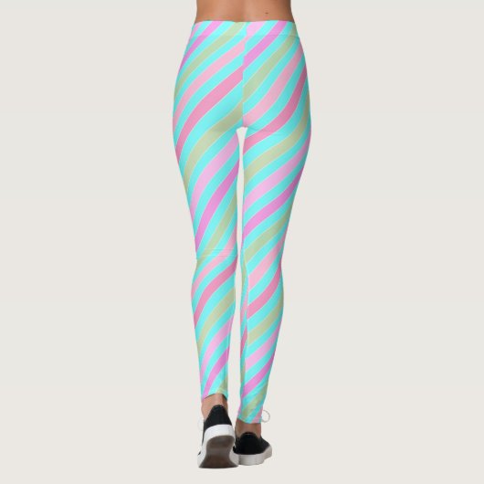 Gepegrigeerde gestreepte lijnen pastelkleuren voor leggings (Achterkant)