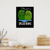 Gepelde bonen Funny Veggie Bean Pun Dark BG Poster (Keuken)
