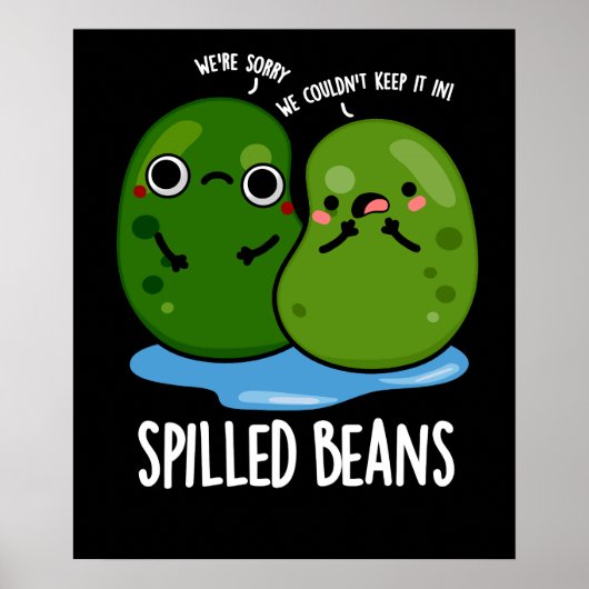 Gepelde bonen Funny Veggie Bean Pun Dark BG Poster (Voorkant)