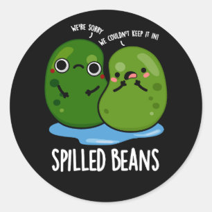 Gepelde bonen Funny Veggie Bean Pun Dark BG Ronde Sticker
