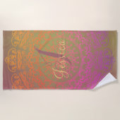 Gepelde monogram Mandala met aardtoon Strandlaken (Voorkant)