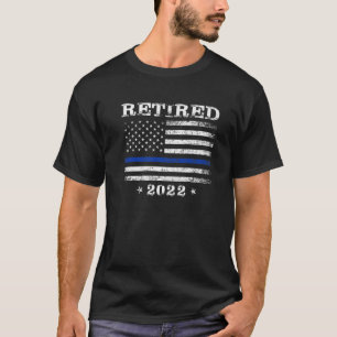 Gepensioneerd 2022 Thin Blue Line Police Officer V T-shirt