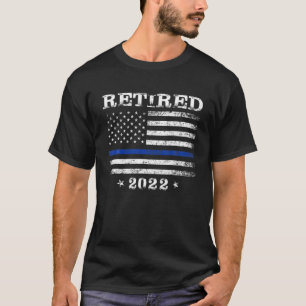 Gepensioneerd 2022 Thin Blue Line Police Officer V T-shirt