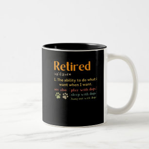 Gepensioneerd cadeau voor hondenliefhebbers in rus tweekleurige koffiemok