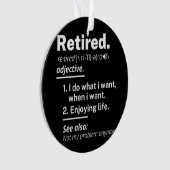 gepensioneerd. definitie grappige pensionering ornament (voorkant)