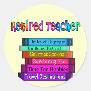 Gepensioneerd docent Gifts Stack of Books Design Ronde Sticker