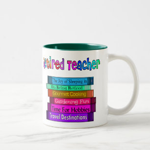Gepensioneerd docent Gifts Stack of Books Design Tweekleurige Koffiemok