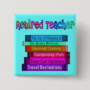 Gepensioneerd docent Gifts Stack of Books Design Vierkante Button 5,1 Cm