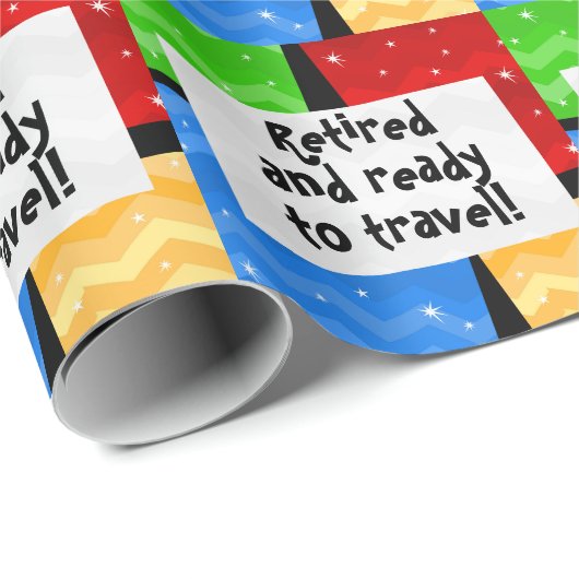 Gepensioneerd en klaar om te reizen, Funny Retirem Cadeaupapier (Rol Hoek)