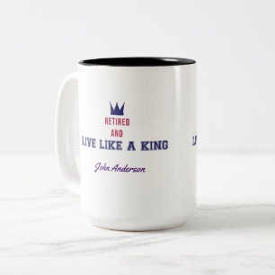 Gepensioneerd en leef als een King Two-Tone Koffee Tweekleurige Koffiemok