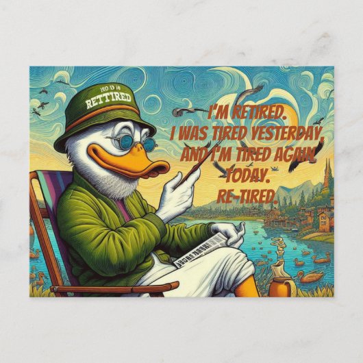 Gepensioneerd en ontspannen briefkaart (Voorkant)