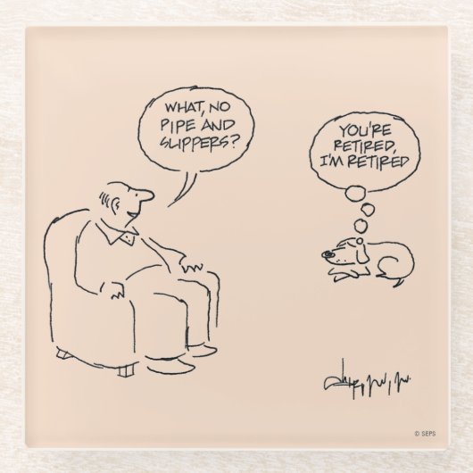 Gepensioneerd Glazen Onderzetter (Voorkant)