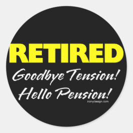 Gepensioneerd Hellow Pensioen (donker) Ronde Sticker