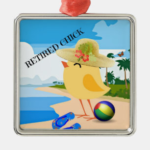 GEPENSIONEERD KUIKEN: Kuiken op het strand Metalen Ornament