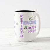 Gepensioneerd leraar Hoofd van School Pensioen TWE Tweekleurige Koffiemok (Voorkant rechts)