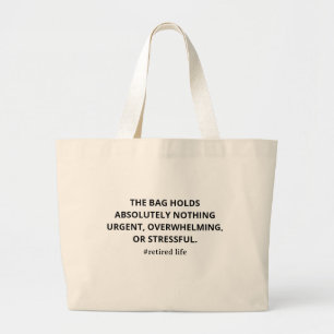 Gepensioneerd leven Canvas tas, Retirement Canvas Grote Tote Bag