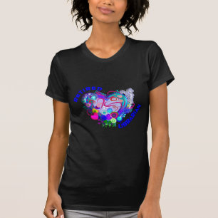 Gepensioneerd Librarian Artsy Retro Blue Heart T-shirt