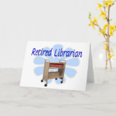 gepensioneerd Librarian Book Cart Design Kaart (Gele Bloem)