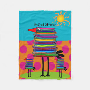 Gepensioneerd Librarian Fleece Blanket Book Birds  Deken