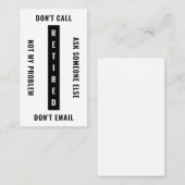 Gepensioneerd Niet mijn probleem Funny Retirement  Visitekaartje (Voorkant / Achterkant)