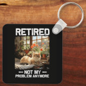 Gepensioneerd Niet mijn probleem meer grappige kat Sleutelhanger (Achterkant)