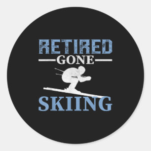 Gepensioneerd weg skiën ronde sticker