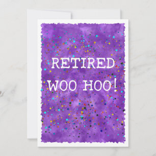 Gepensioneerd Woo Hoo Paarse Waterverf Confetti Pa Kaart