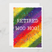 Gepensioneerd Woo Hoo Rainbow Waterverf Confetti P Kaart (Voorkant / Achterkant)