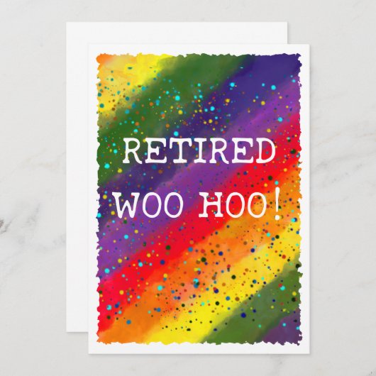 Gepensioneerd Woo Hoo Rainbow Waterverf Confetti P Kaart (Voorkant / Achterkant)