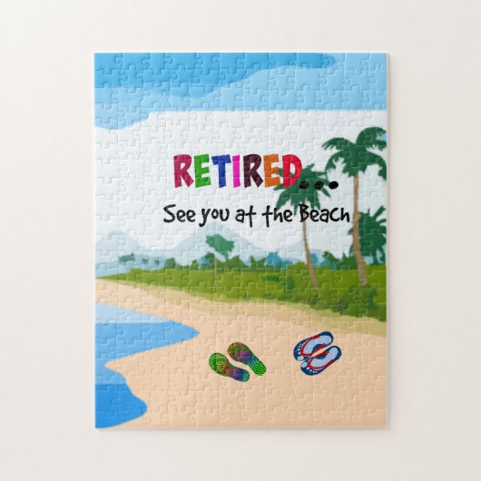Gepensioneerd.. zie je op het strand! legpuzzel (Verticaal)