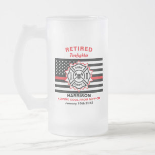 Gepensioneerde brandweerman Thin Red Line Funny Ge Matglas Bierpul