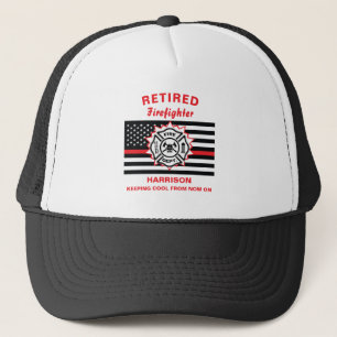 Gepensioneerde brandweerman Thin Red Line Funny Ge Trucker Pet