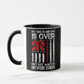 Gepensioneerde brandweerman Thin Red Line Funny Mok (Links)