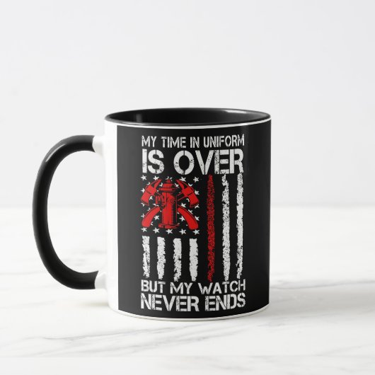 Gepensioneerde brandweerman Thin Red Line Funny Mok (Links)
