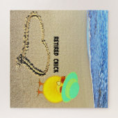 Gepensioneerde Chick...hart getrokken in zand Legpuzzel (Horizontaal)