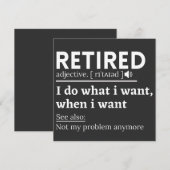 gepensioneerde definitie, grappige pensionering, g kaart (Voorkant / Achterkant)