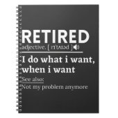 gepensioneerde definitie, grappige pensionering, g notitieboek (Voorkant)