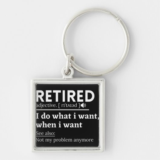 gepensioneerde definitie, grappige pensionering, g sleutelhanger (Voorkant)