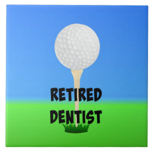 Gepensioneerde Dentist, golfbal op een t-shirt. Tegeltje