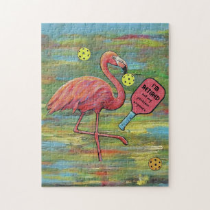 Gepensioneerde Flamingo spelen Pickleball Waterver Legpuzzel