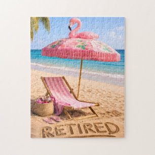 Gepensioneerde Flamingo Thema Strandstoel & Paraso Legpuzzel