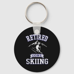 Gepensioneerde Gone Skiing Pensioen Gift voor Down Sleutelhanger