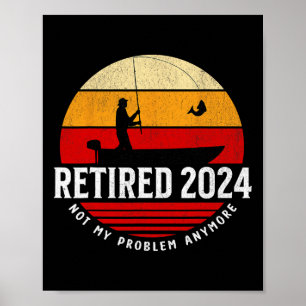 Gepensioneerde Grappige Visserij Pensioen Retro Ni Poster