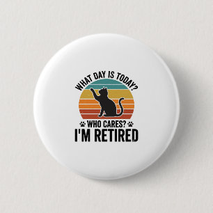 Gepensioneerde kat vintage zonsondergang grappige ronde button 5,7 cm