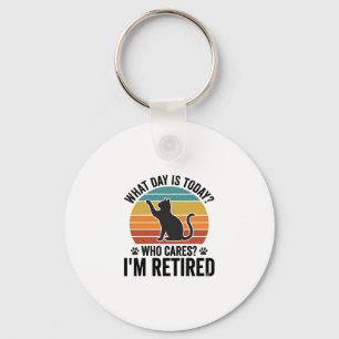 Gepensioneerde kat vintage zonsondergang grappige sleutelhanger