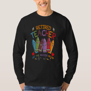 Gepensioneerde leraar laat de pauze beginnen met p t-shirt