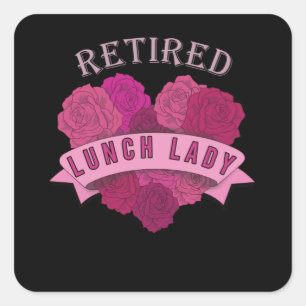 Gepensioneerde Lunch Lady Gift School Cafetaria Vierkante Sticker