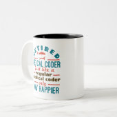 Gepensioneerde medische coder Funny Retirement Hap Tweekleurige Koffiemok (Voorkant links)